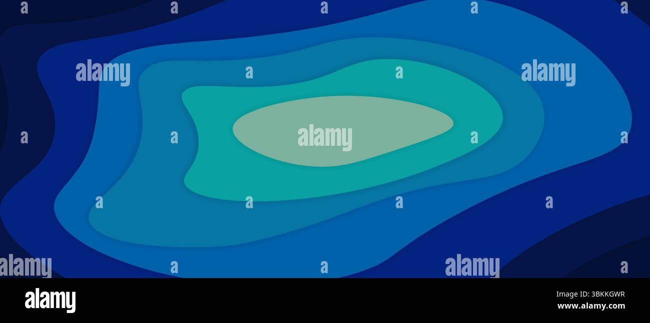 Illustrazione vettoriale astratta con forme ondulate a strati in varie sfumature di blu. disegno dello sfondo, elementi grafici o illustrazione astratta del concetto Illustrazione Vettoriale