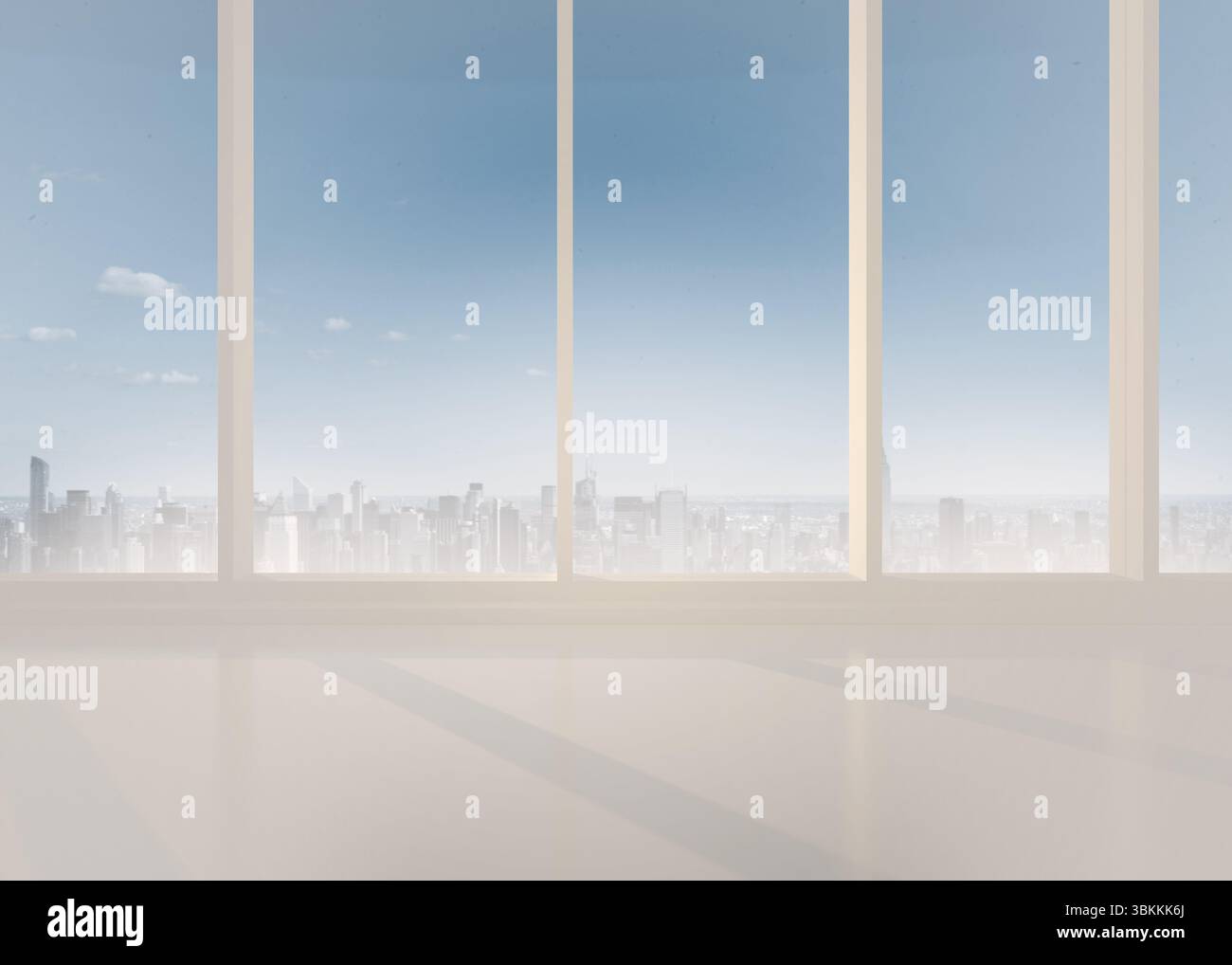 Luminosa sala bianca con windows Foto Stock