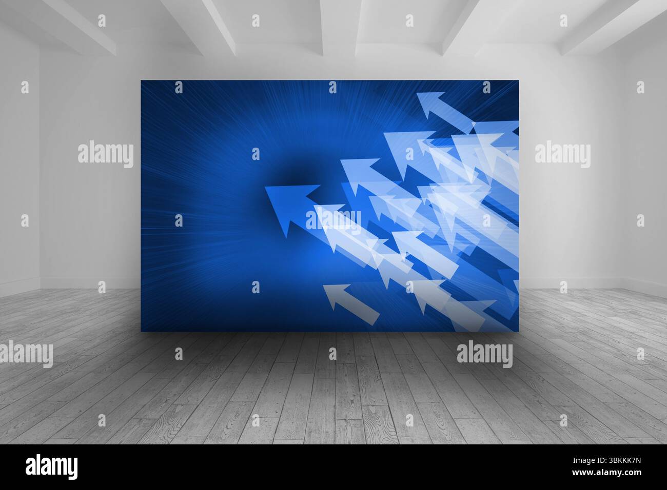 Camera Bianca con immagine blu delle frecce Foto Stock