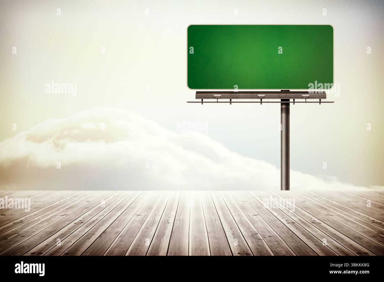 Cartello verde su tavole di legno Foto Stock