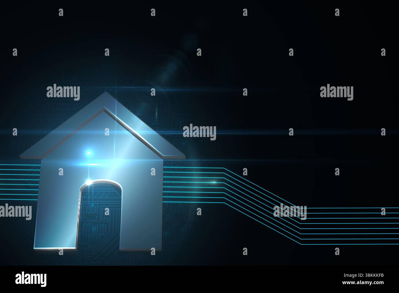 Casa lucido su sfondo nero Foto Stock