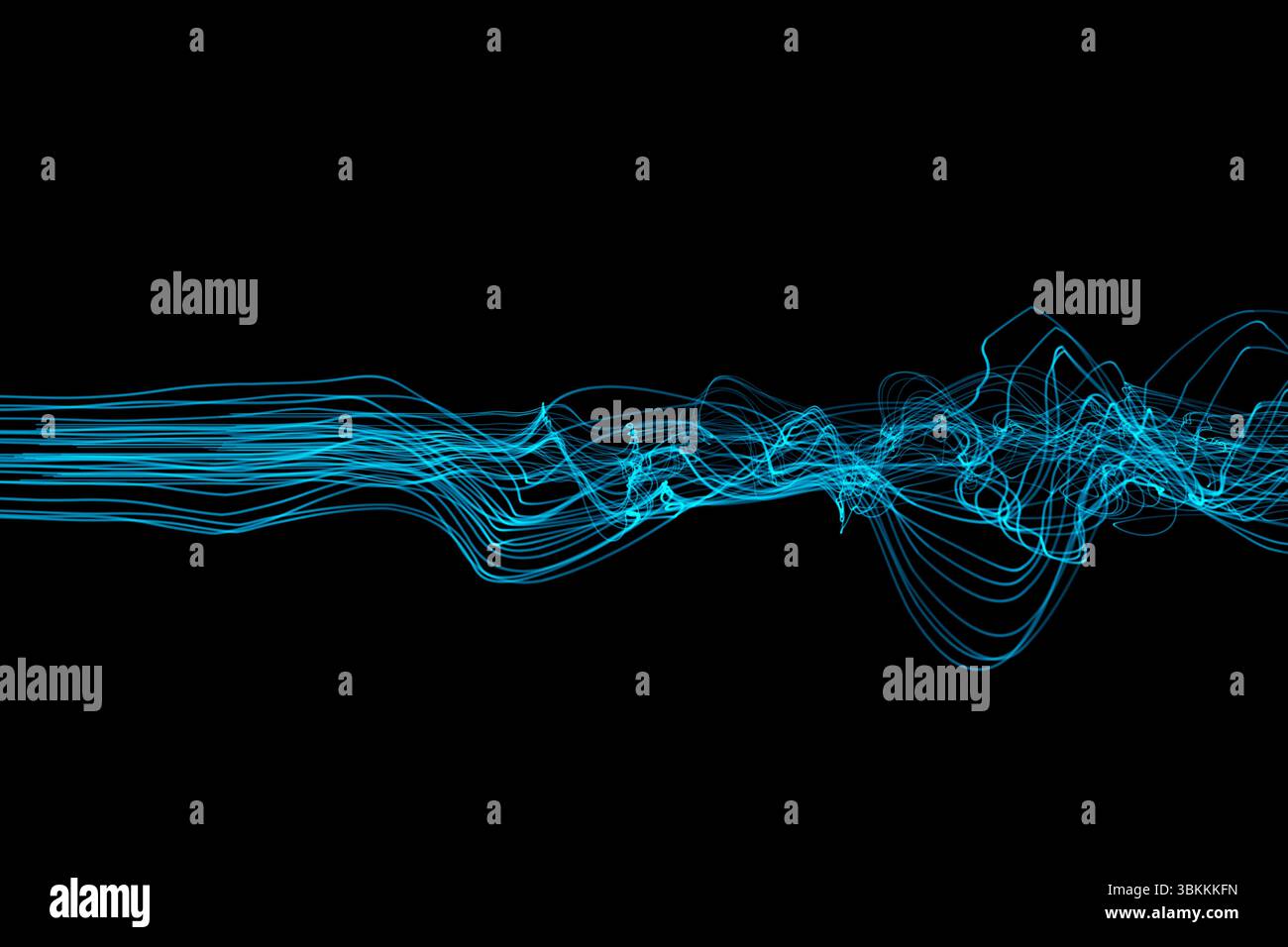 Il futuristico incandescente linee su sfondo nero Foto Stock