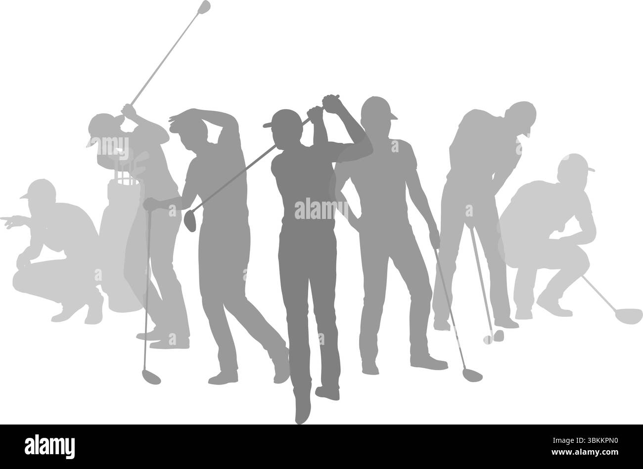 Gli amanti del golf silhouette Golf People silhouette Illustrazione Vettoriale