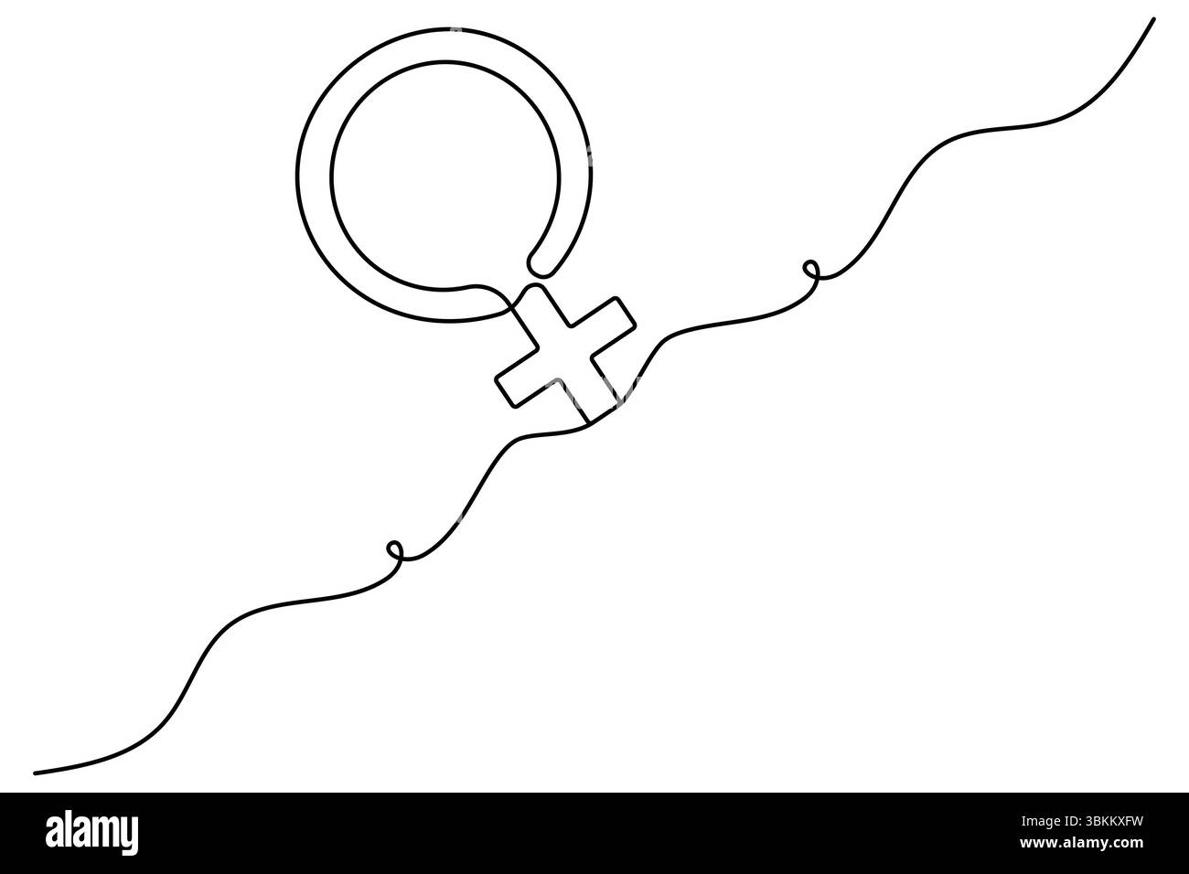 Simbolo femminile icona sesso immagine a linea singola continua disegno vettoriale contorno Illustrazione Vettoriale