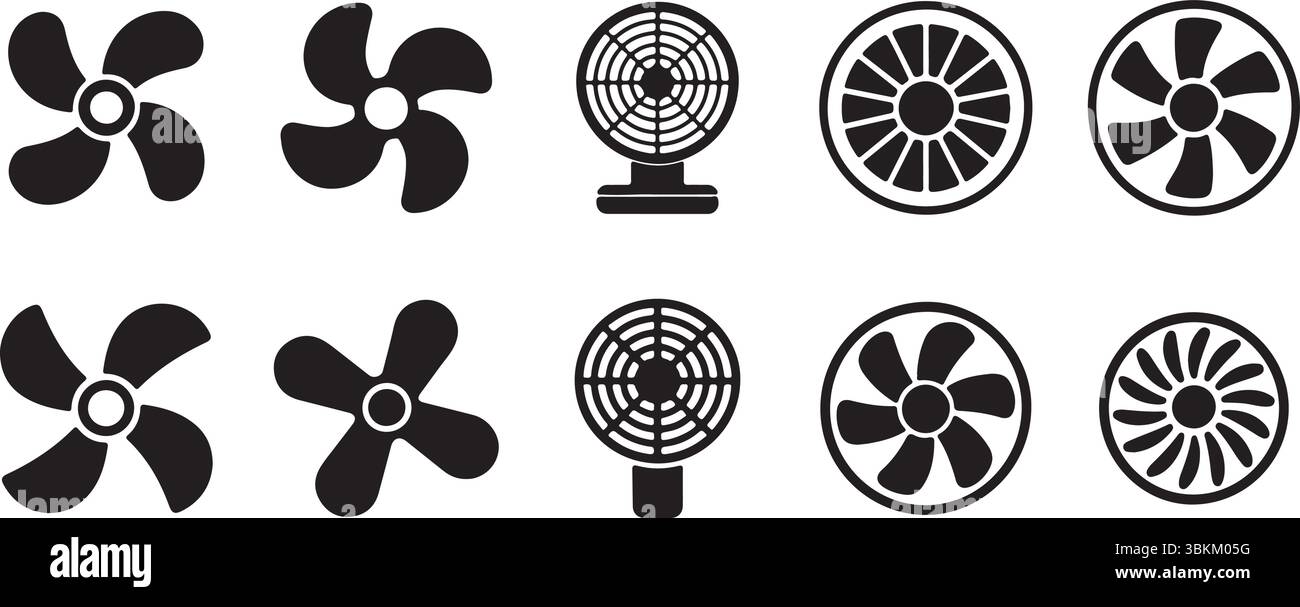Set di icone Propeller per varie pale della ventola Illustrazione Vettoriale