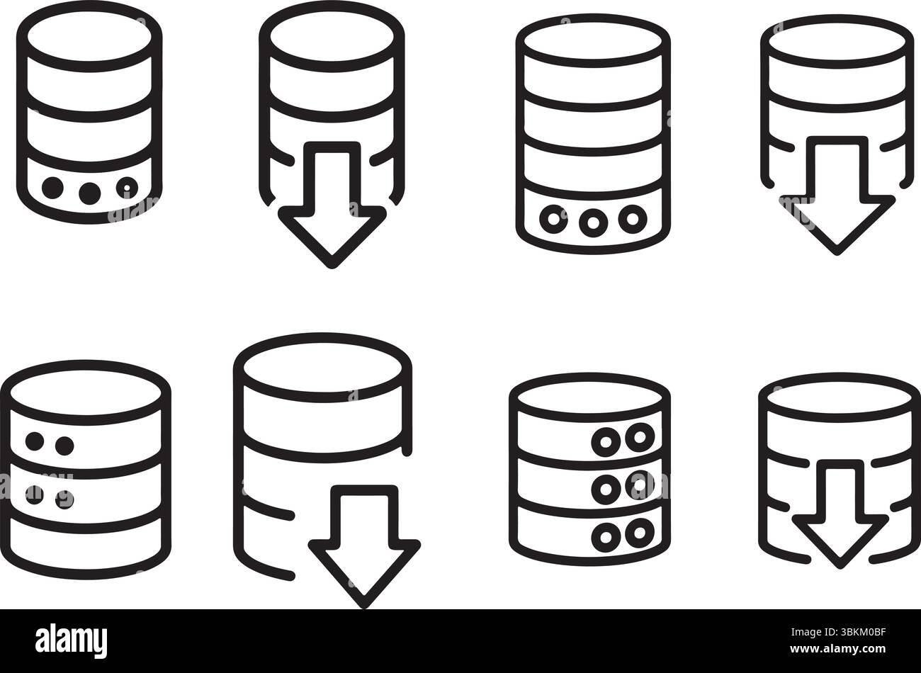 Icone di download del database Illustrazione Vettoriale