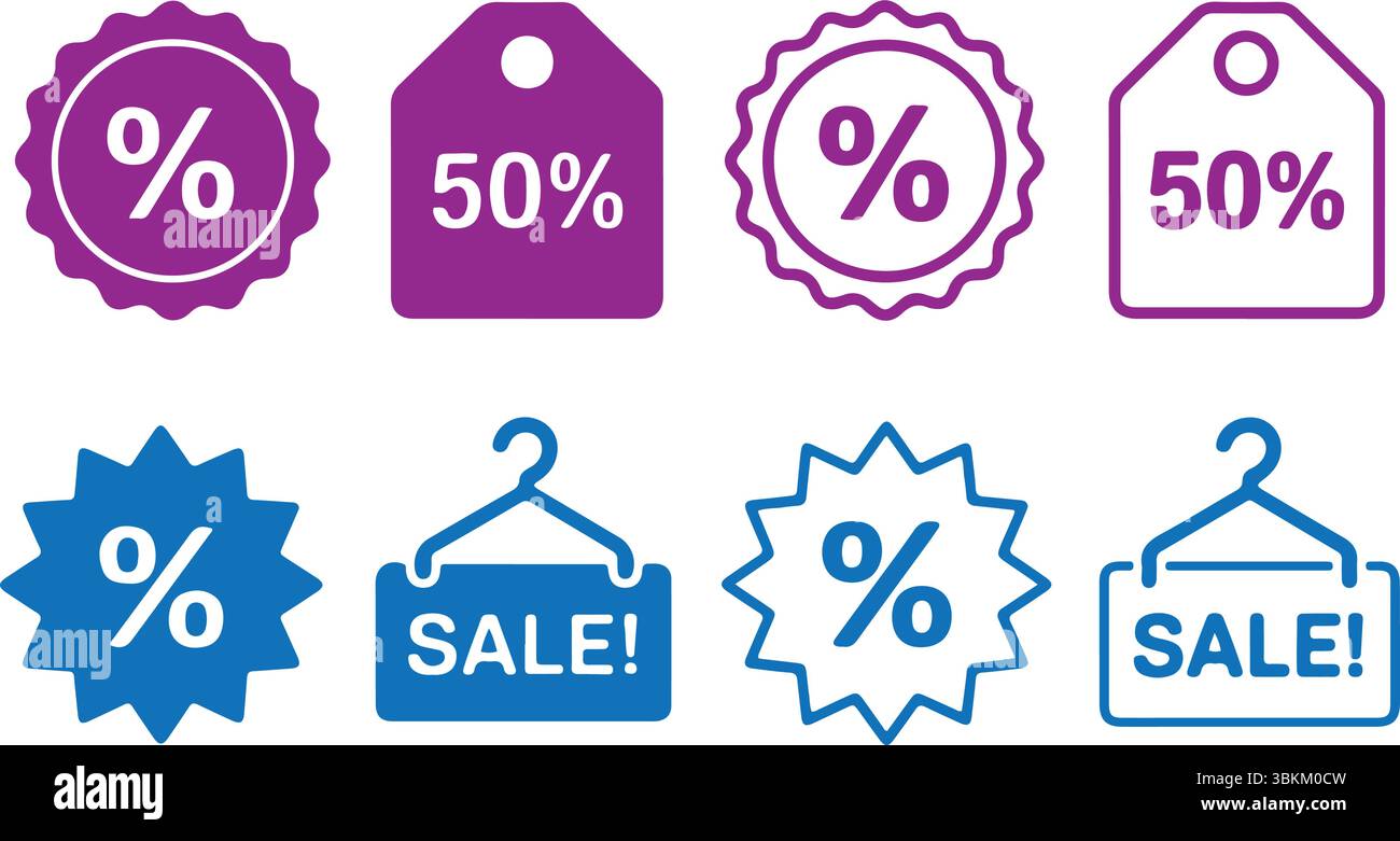 Distintivi di sconto sulle vendite e etichette dei prezzi Illustrazione Vettoriale