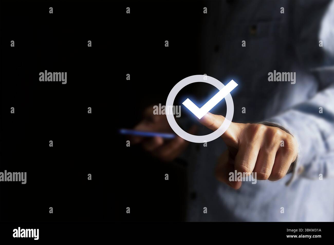 Concetto di certificazione e controllo qualità standard. Foto Stock