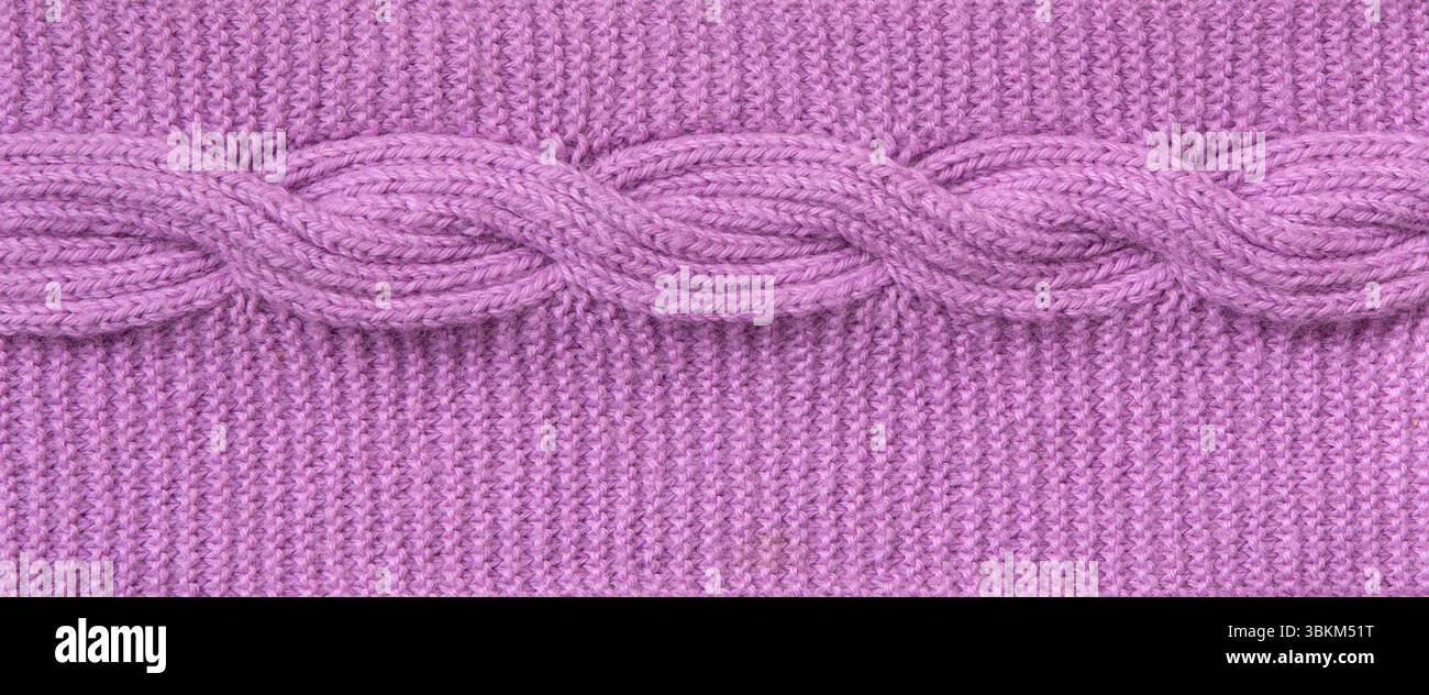 Trama a maglia. Campione testurizzato con motivo a maglia a cavo. Sfondo astratto, schema. Foto Stock