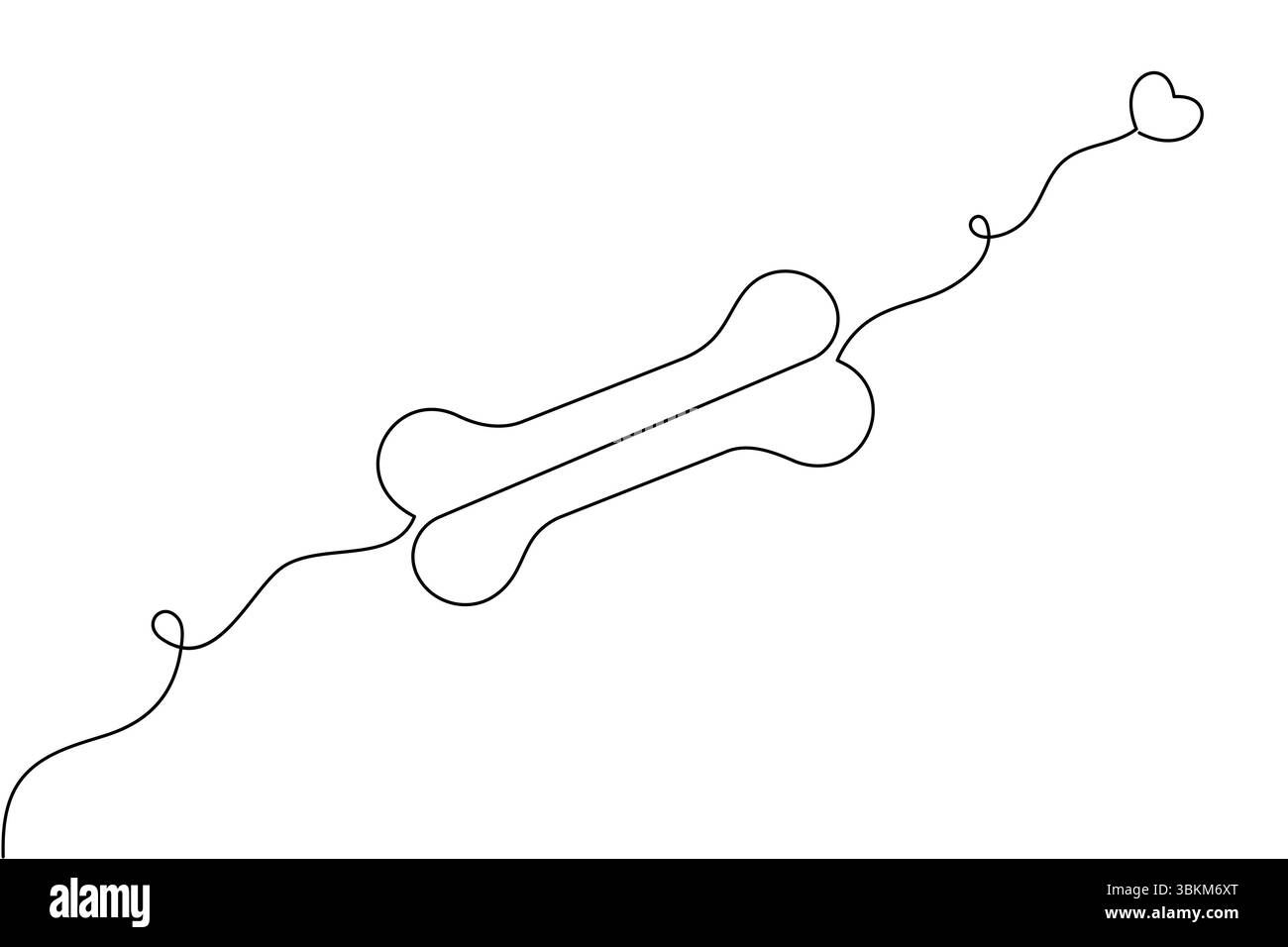 Vettore isolato ART in linea continua con osso cilindrico minimalista Illustrazione Vettoriale