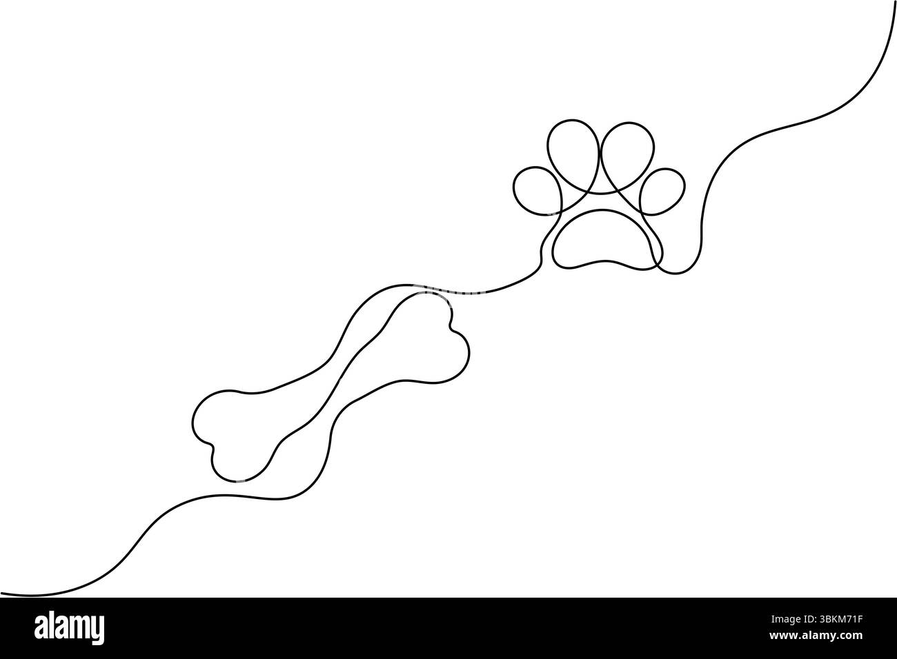 Osso cilindrico a una linea che disegna un'illustrazione vettoriale minimalista Illustrazione Vettoriale