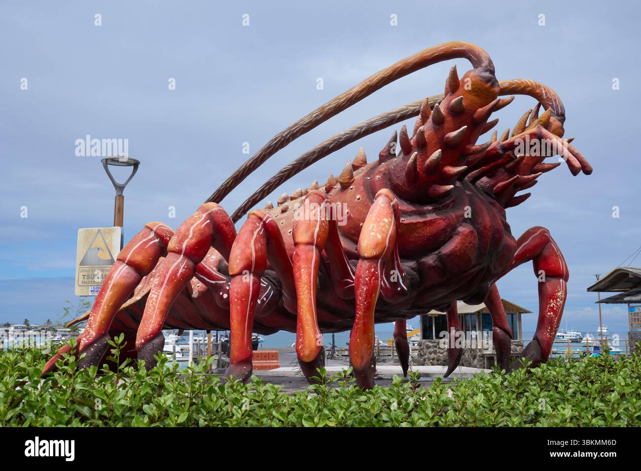 Statua einer Languste, Promenade am Hafen von Puerto Baquerizo Moreno, Isla San Cristóbal, Islas Galápagos, Ecuador Foto Stock