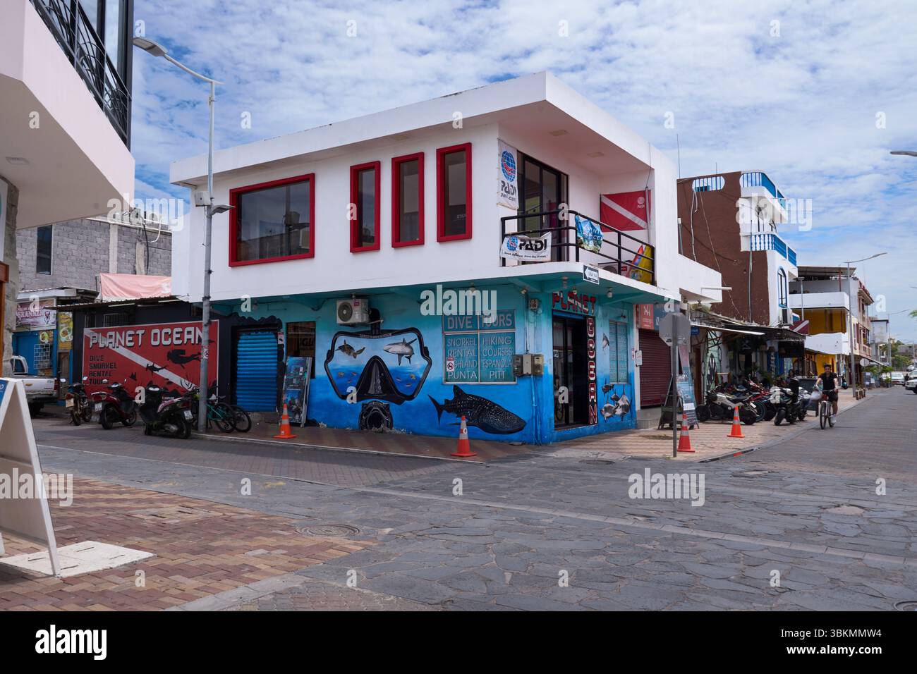 Straße a Puerto Baquerizo Moreno, Isla San Cristóbal, Chatham, Galapagos, Galapagosinseln, Galápagos-Inseln, Islas Galápagos, Ecuador Foto Stock