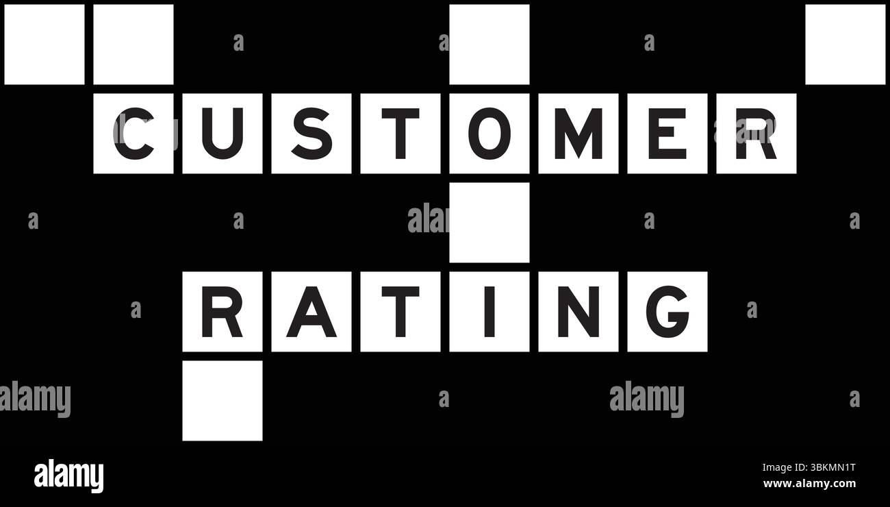 Lettera alfabetica nella parola valutazione dei clienti sullo sfondo del puzzle con parole incrociate Illustrazione Vettoriale