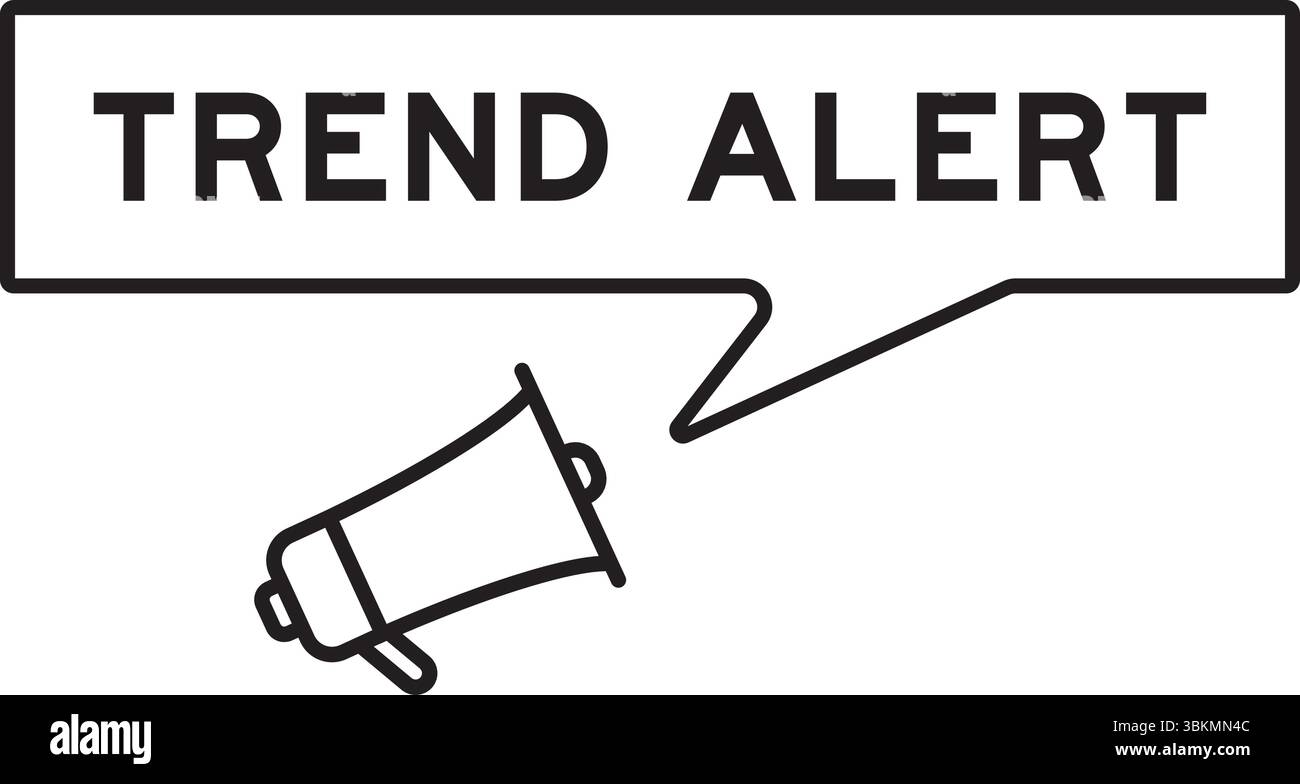 Icona megafono con bolla vocale in allarme di tendenza su sfondo bianco Illustrazione Vettoriale