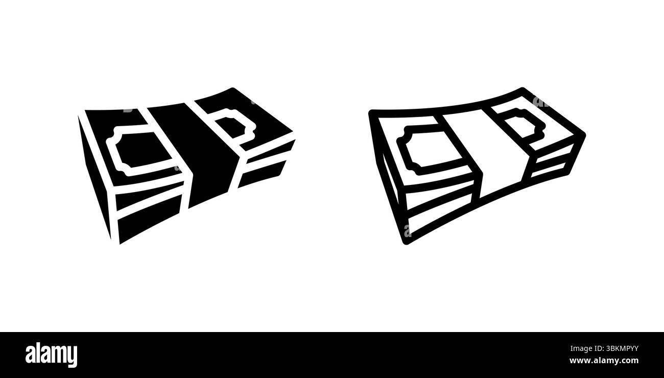 Semplice icona del contante cartaceo che rappresenta la valuta, le banconote e le transazioni finanziarie. Essenziale per i temi bancari, economici e di pagamento. Illustrazione Vettoriale
