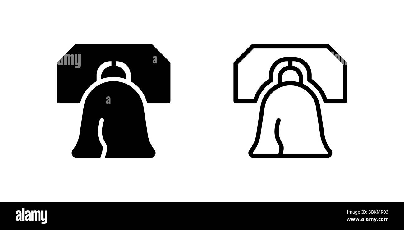 Iconica icona della Liberty Bell che simboleggia la storia americana, la libertà e l'indipendenza. Ottimo per il patriottismo e i temi nazionali. Illustrazione Vettoriale