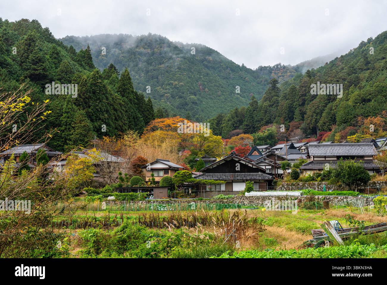 Il piccolo villaggio di Ohara durante la stagione autunnale. Kyoto, Giappone. Foto Stock