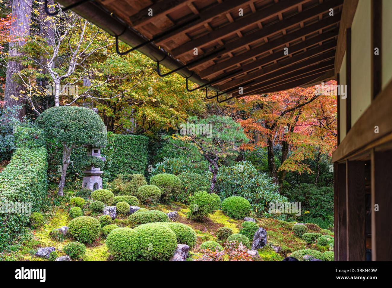 Il bellissimo tempio di Sanzen-in a Ohara durante la stagione autunnale. Kyoto, Giappone. Foto Stock