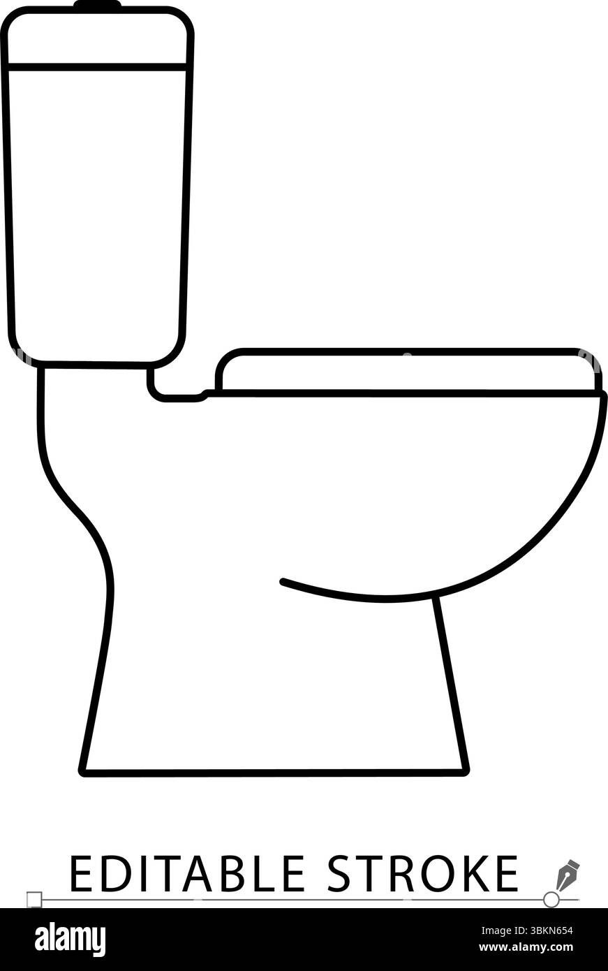 Icona della toilette in stile minimalista e lineare. Simbolo del bagno, dell'igiene, dell'impianto idraulico, dell'igiene, del WC o dei servizi igienici. Traccia modificabile. Illustrazione Vettoriale