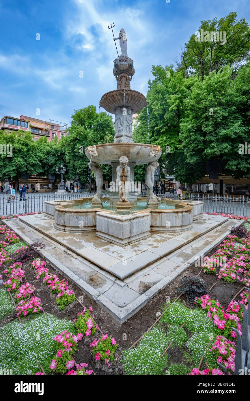 Fontana dei Giganti, Plaza Bib Rambla, Granada, Andalusia, Spagna Foto Stock
