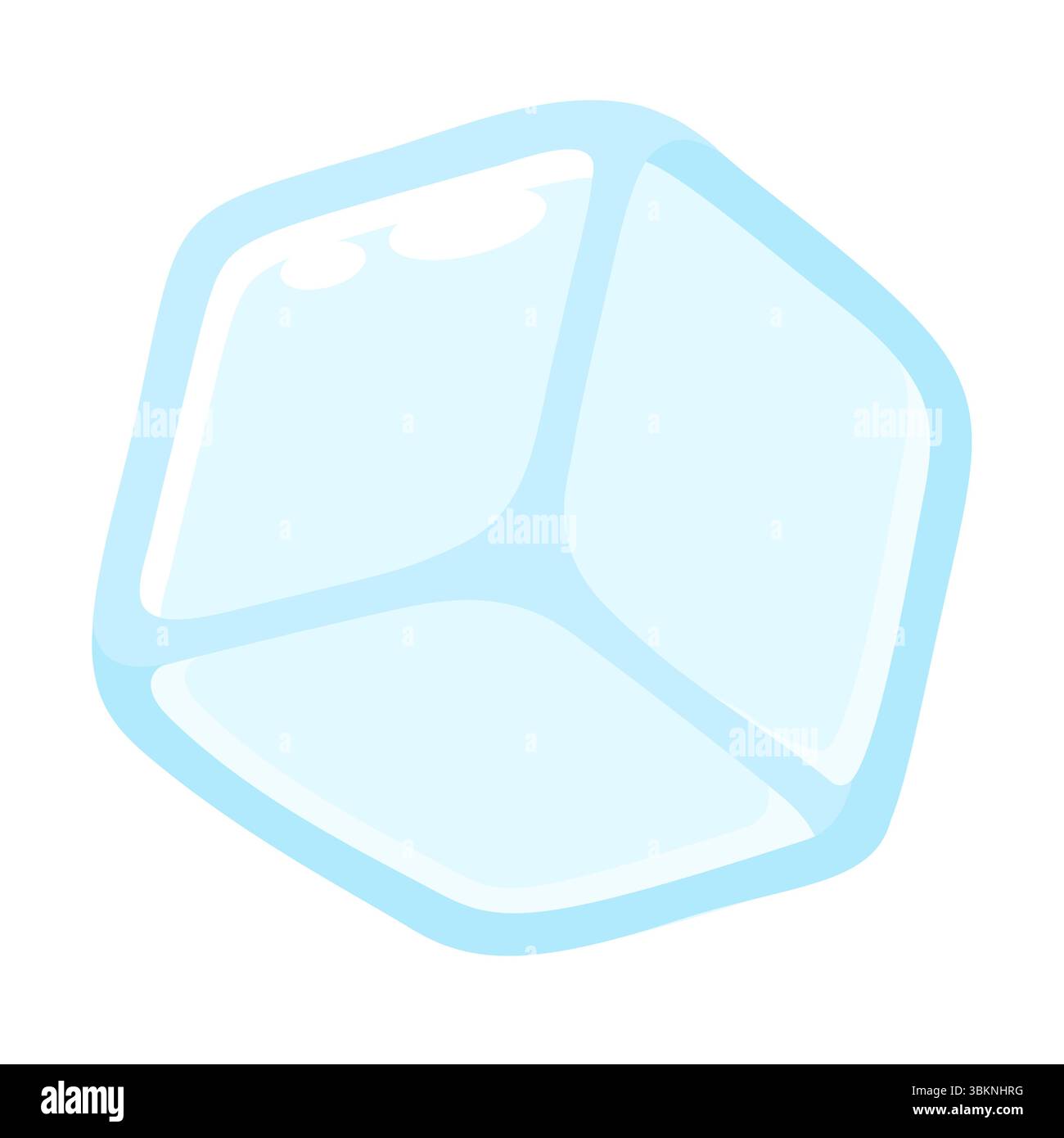Icona a forma di cubo di ghiaccio del cartoni animati, semplice illustrazione a clip vettoriale isolata. Illustrazione Vettoriale