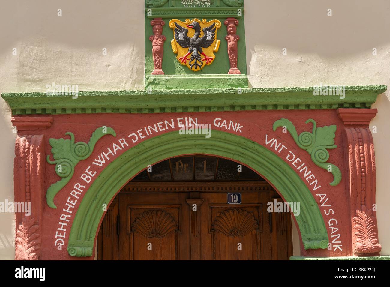 Ingresso del municipio, città storica di Mühlhausen, ex città imperiale, città di Thomas Münzer, Martin Lutero e J.Sebastian Bach, Turingia, Germania Foto Stock