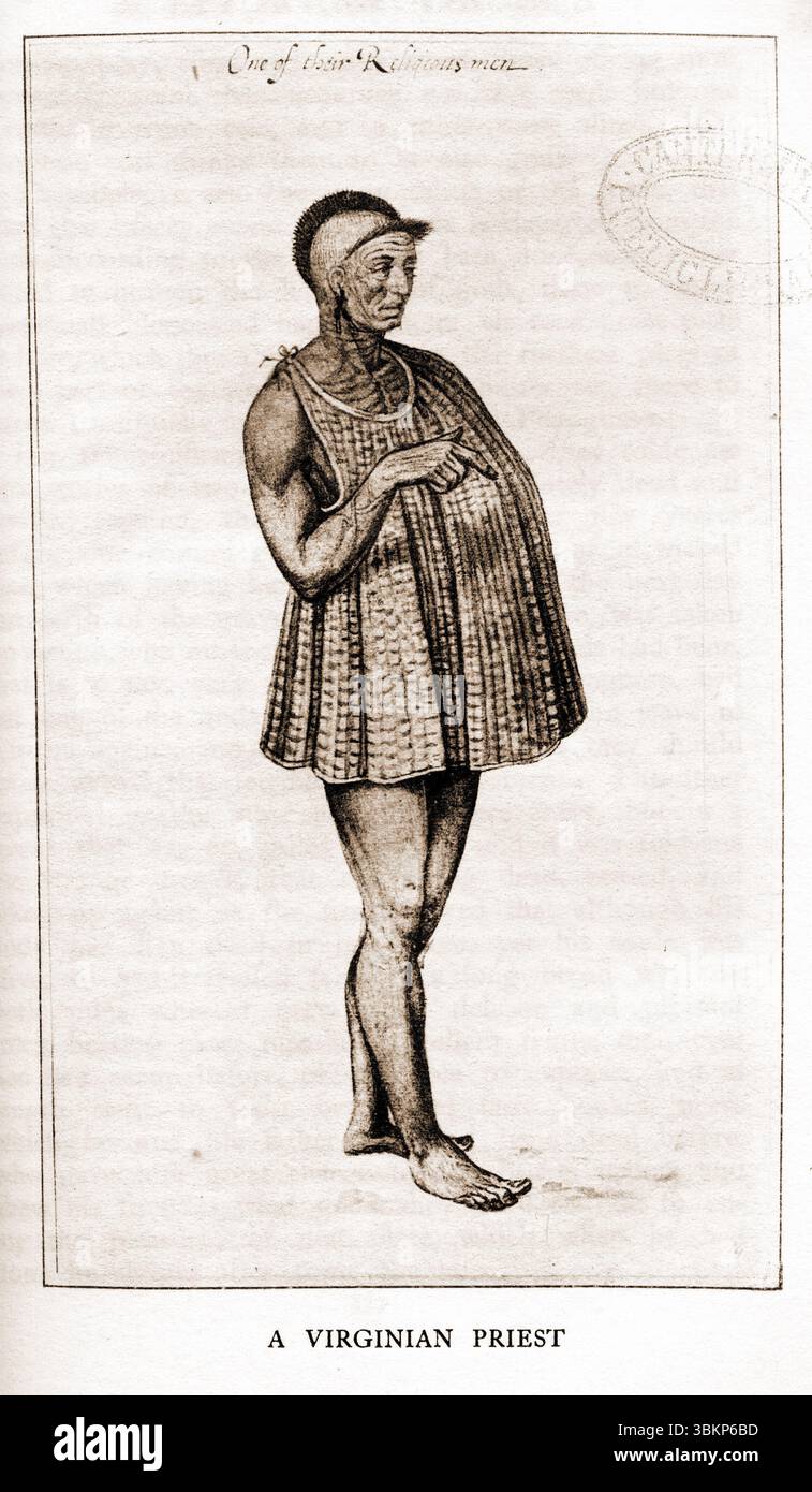 A Virginian Priest, dai libri di Richard Hakluyt sui viaggi principali Traffiques and Discoveries of the English Nation, 1604 Foto Stock