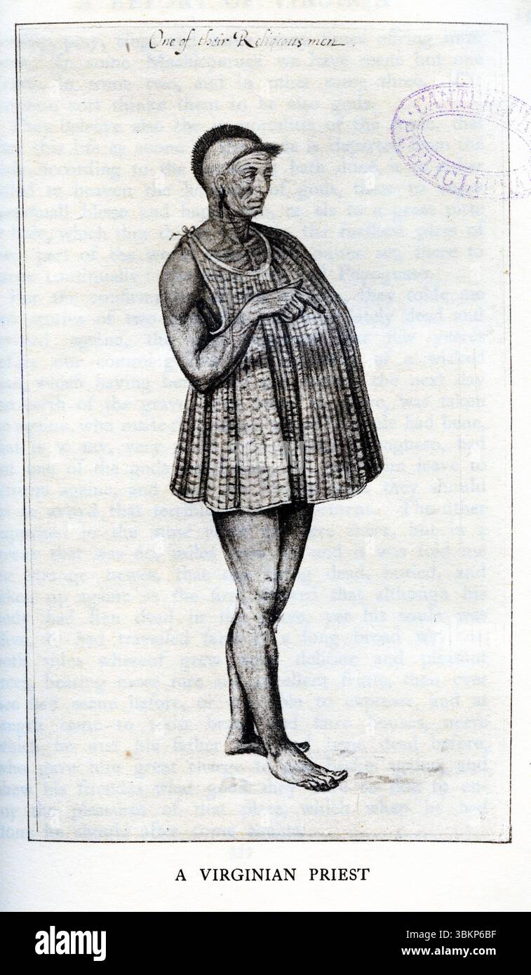A Virginian Priest, dai libri di Richard Hakluyt sui viaggi principali Traffiques and Discoveries of the English Nation, 1604 Foto Stock