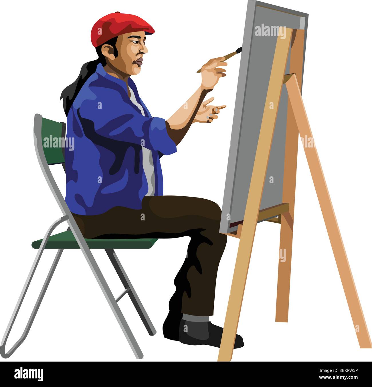Art Painter Occupation People Action Illustrazione Vettoriale