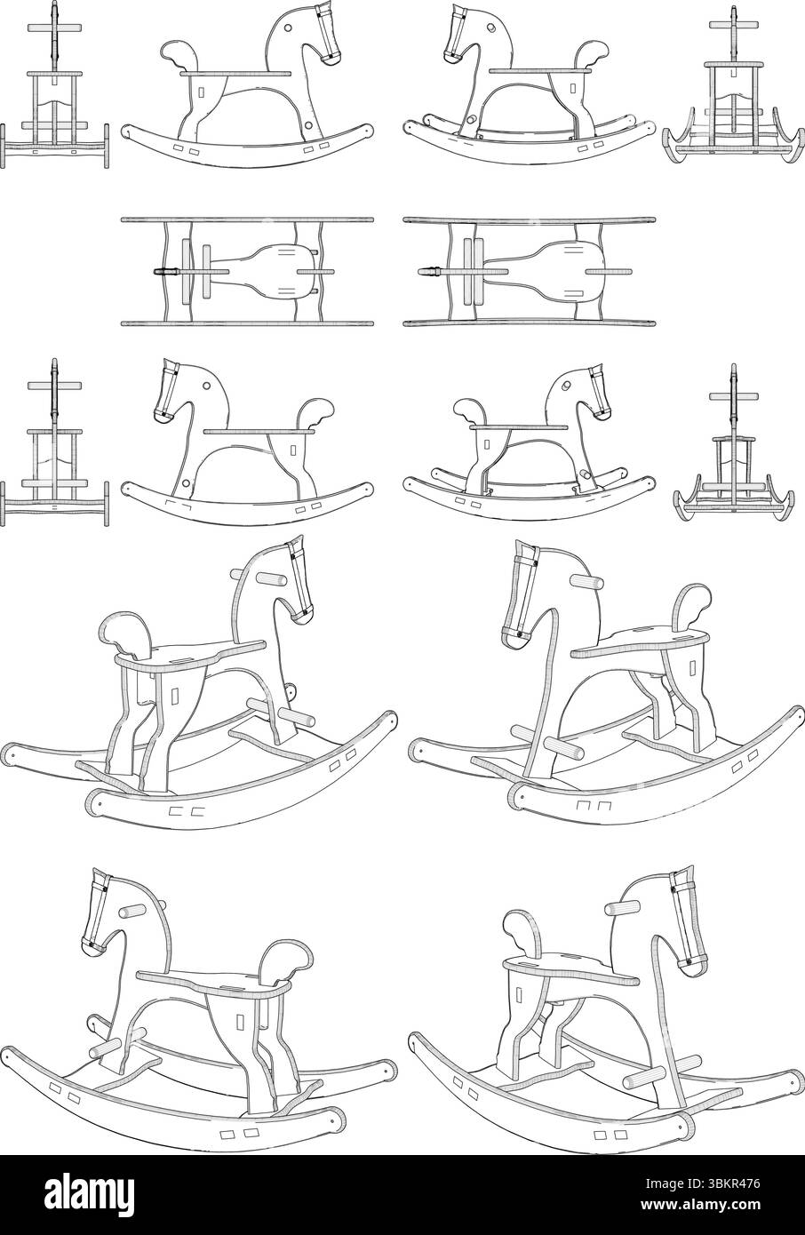 Sedia giocattolo a dondolo Vector. Un'illustrazione di un giocattolo per bambini, bambini e bambini isolato su Uno sfondo bianco. Illustrazione Vettoriale
