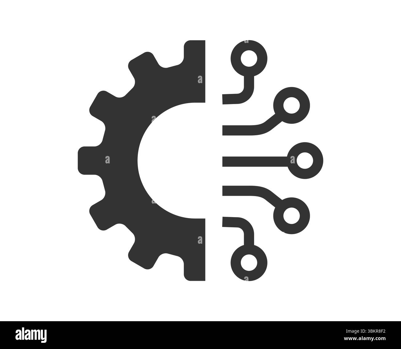 Tecnologia e concetto di settore. La mezza marcia e la mezza scheda a circuito stampato rappresentano innovazione, automazione e trasformazione digitale. Per la tecnologia, il motore Illustrazione Vettoriale Tecnologia e concetto di settore. La mezza marcia e la mezza scheda a circuito stampato rappresentano innovazione, automazione e trasformazione digitale. Per la tecnologia, il motore Illustrazione Vettoriale