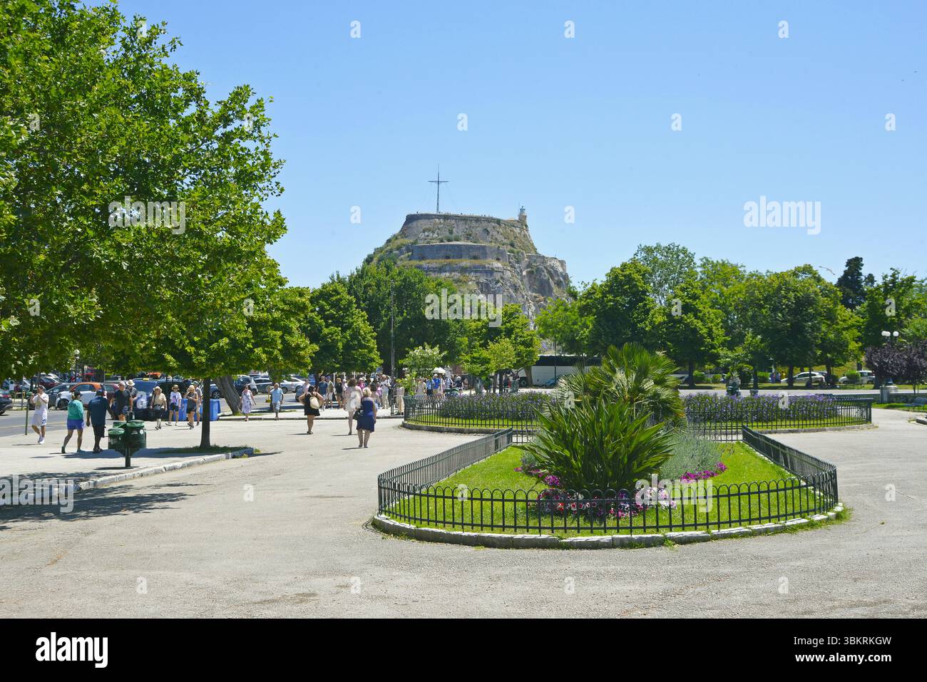 Piazza Spianada si trova nel centro storico di Corfù, Grecia. Foto Stock