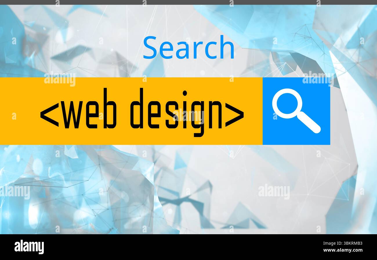 Logo di una barra di ricerca in cui è scritto IL DESIGN Foto Stock