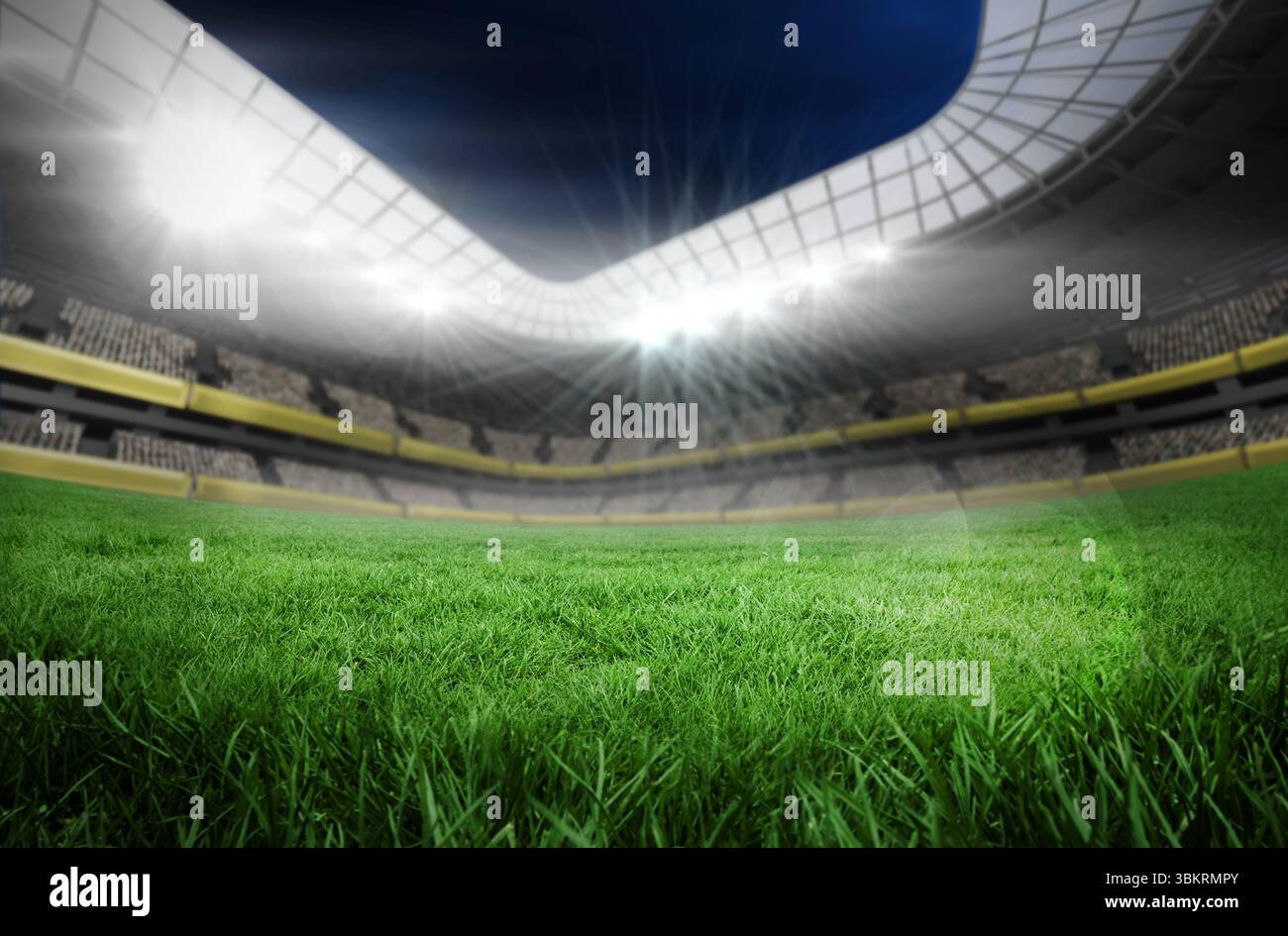 Campo di calcio nel grande stadio Foto Stock