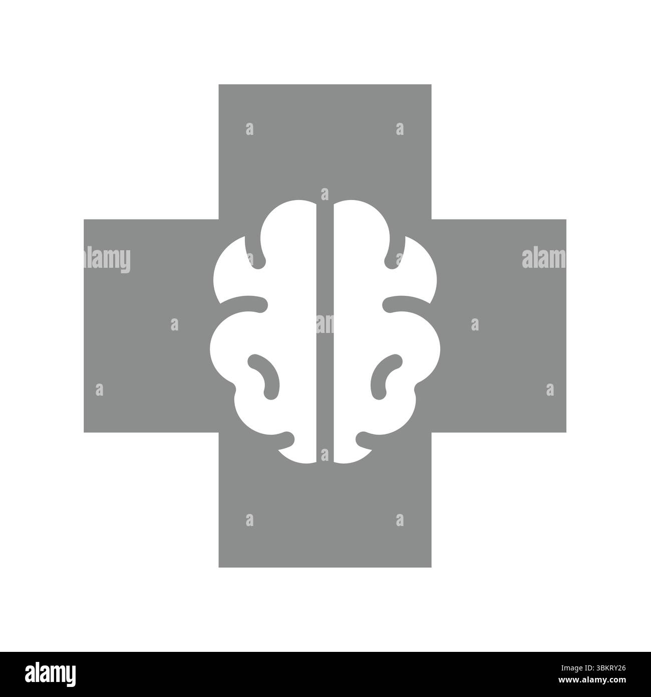 Clinica medica di neurologia con cervello. Icona neurologica o neurologica ospedale e vettore di trattamento. Illustrazione Vettoriale