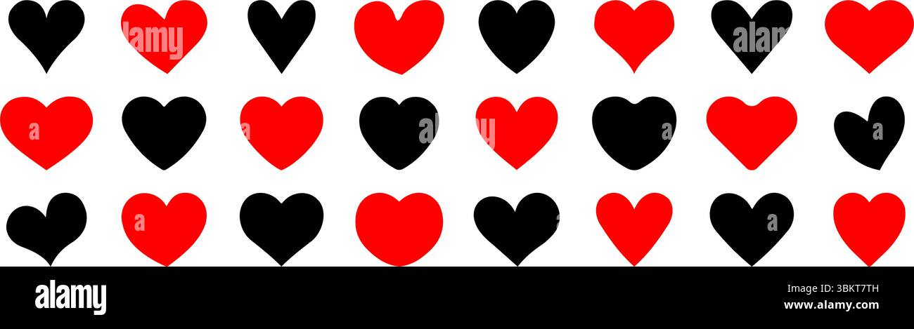 Le icone del cuore impostano il vettore, la forma del cuore a doodle, i segni d'amore del cuore in stile disegnato a mano. Illustrazione amore del cuore icone isolate, simbolo romantico Illustrazione Vettoriale