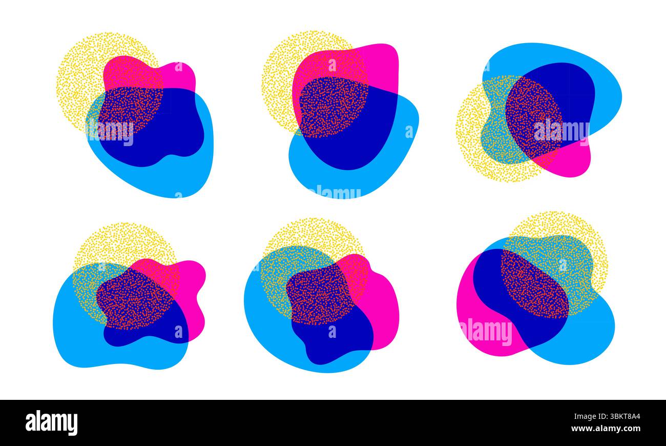 Set di sfondi minimi con motivo a punti mezzitoni. Illustrazione Vettoriale