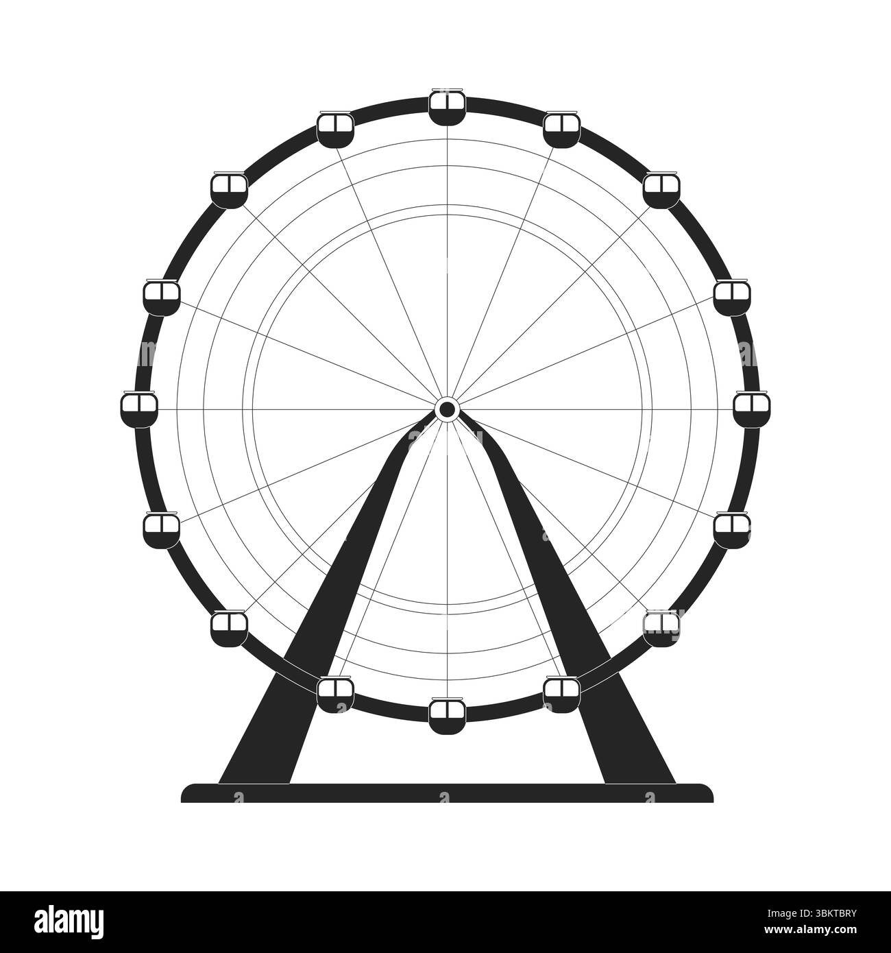 Oggetto linea 2D del parco divertimenti della ruota panoramica Illustrazione Vettoriale