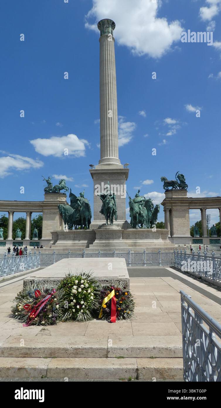 Piazza degli eroi - Hősök tere - Budapest, Ungheria Foto Stock