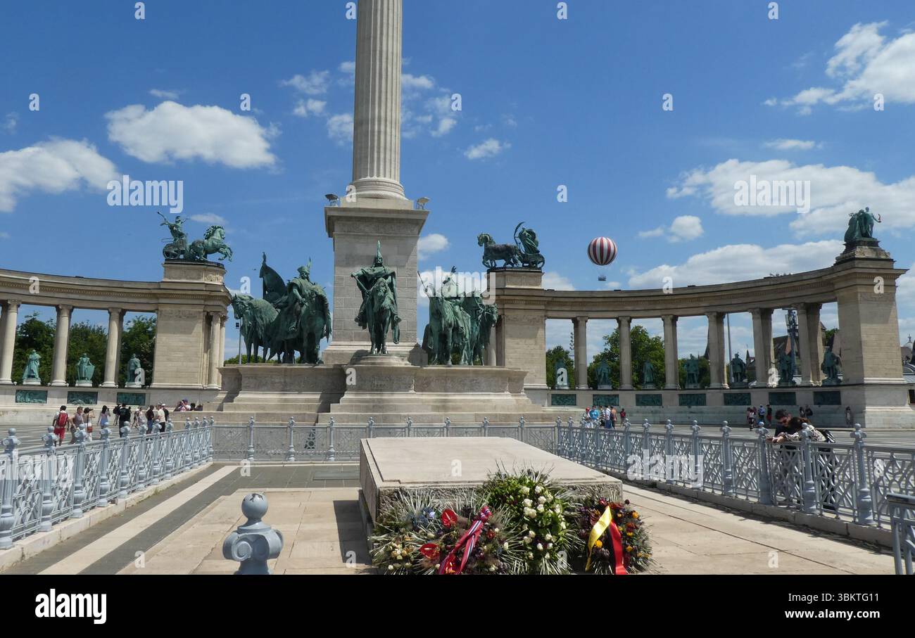 Piazza degli eroi - Hősök tere - Budapest, Ungheria Foto Stock