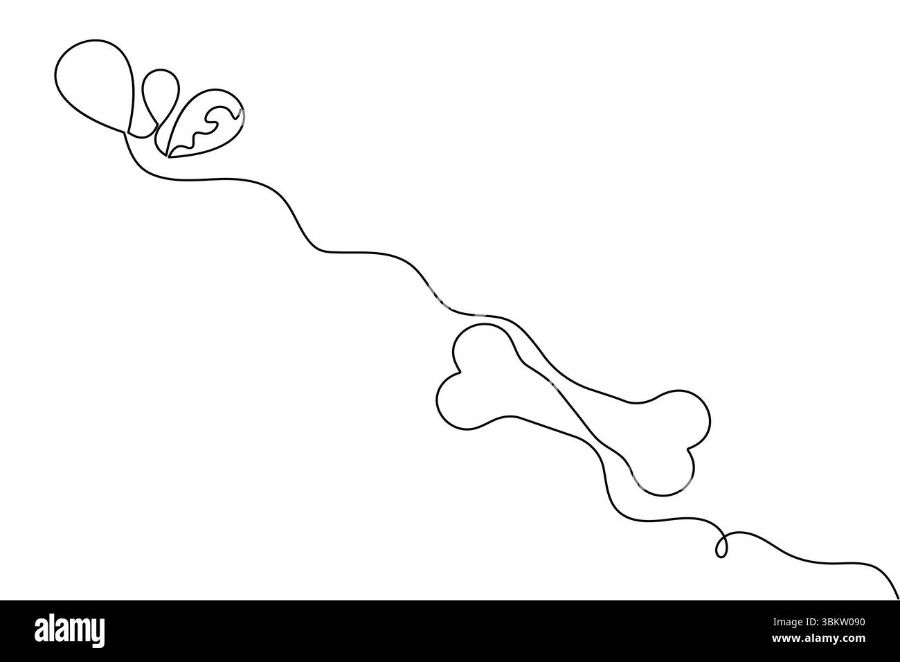 L'icona a forma di osso di cane a linea singola presenta uno stile minimalista Illustrazione Vettoriale