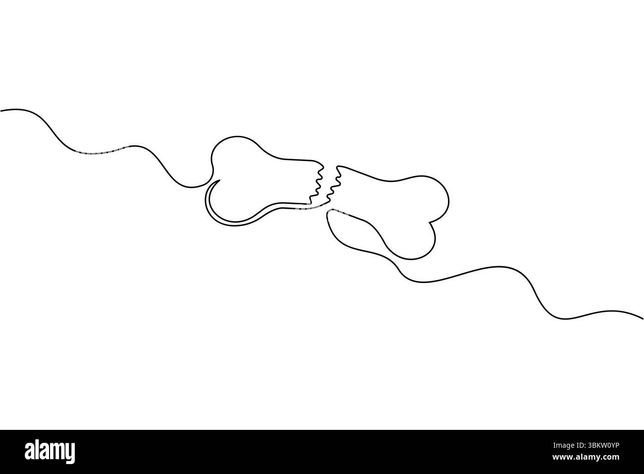 L'icona a forma di osso di cane a linea singola presenta uno stile minimalista Illustrazione Vettoriale