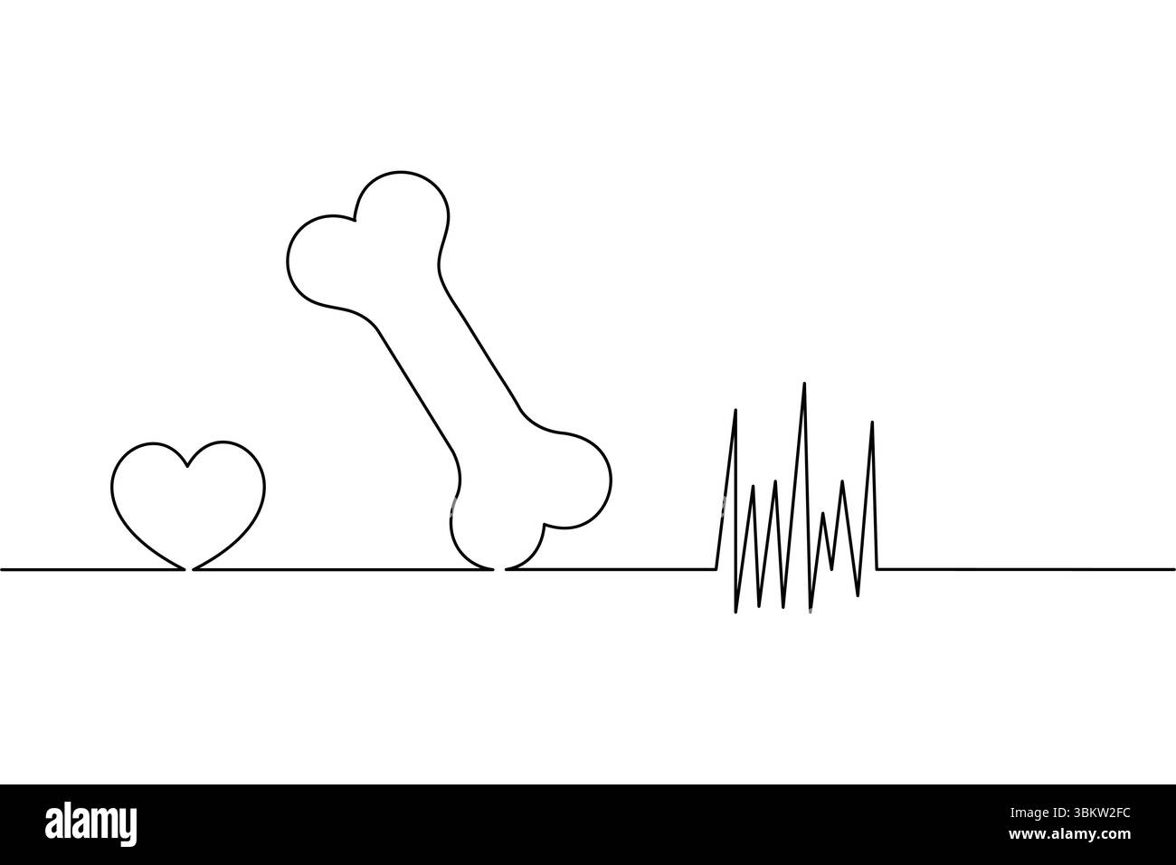 Simbolo osseo PET una linea disegna un disegno vettoriale minimo Illustrazione Vettoriale
