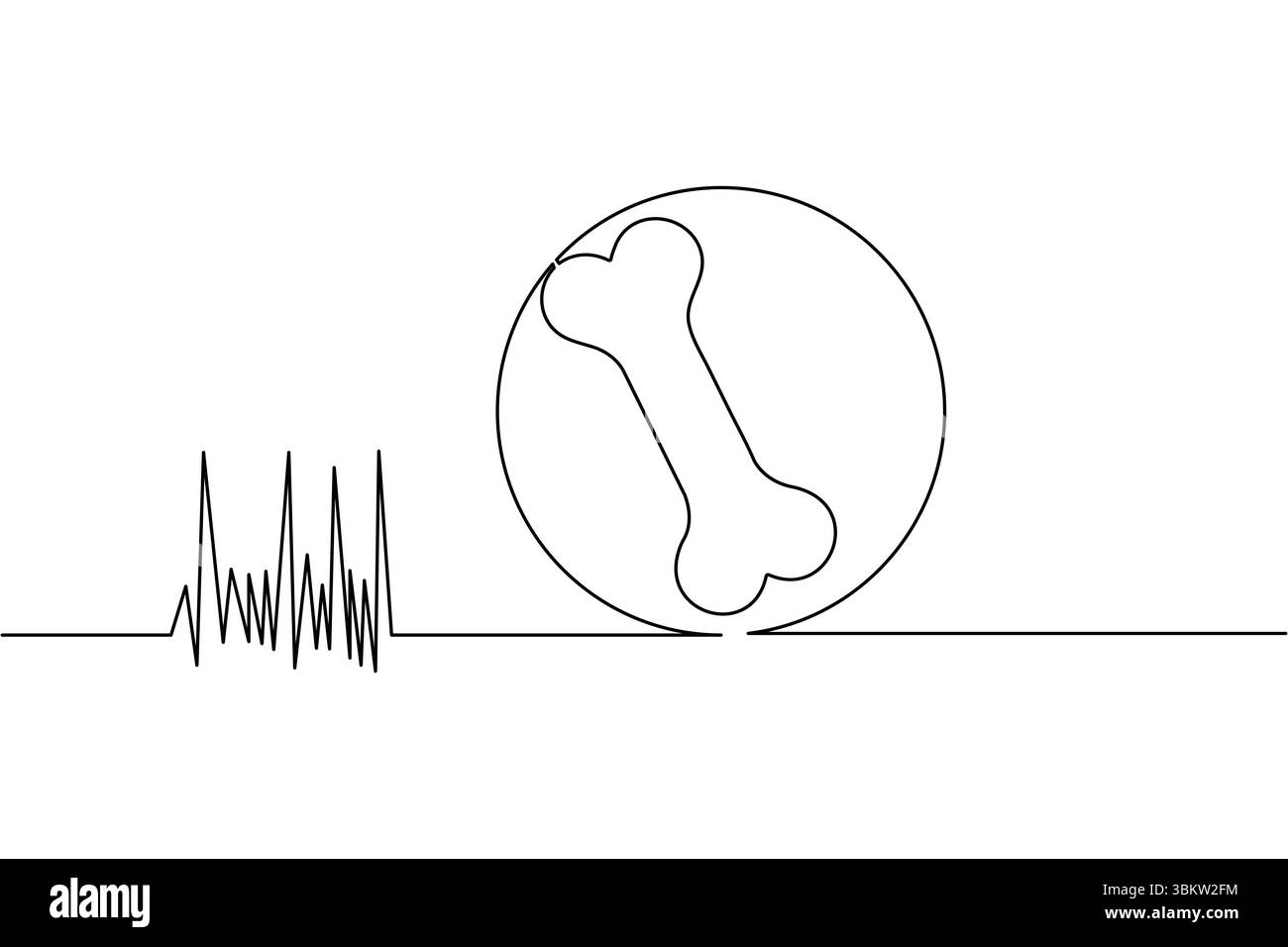 Simbolo osseo PET una linea disegna un disegno vettoriale minimo Illustrazione Vettoriale