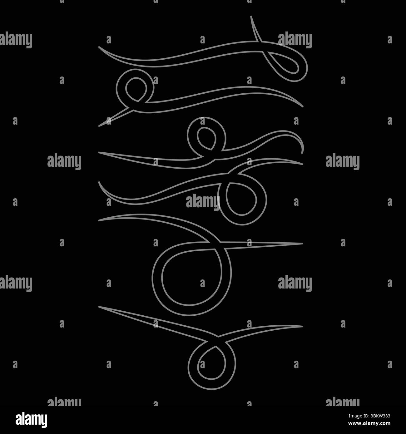 Linea obliqua, riccio sotto, calligrafia squiggle swoosh, sottolineatura pennello tratto Illustrazione Vettoriale