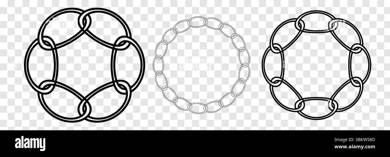 Modello di catena senza giunzioni. Trama a catena metallica color argento. Illustrazione vettoriale isolata su sfondo trasparente Illustrazione Vettoriale