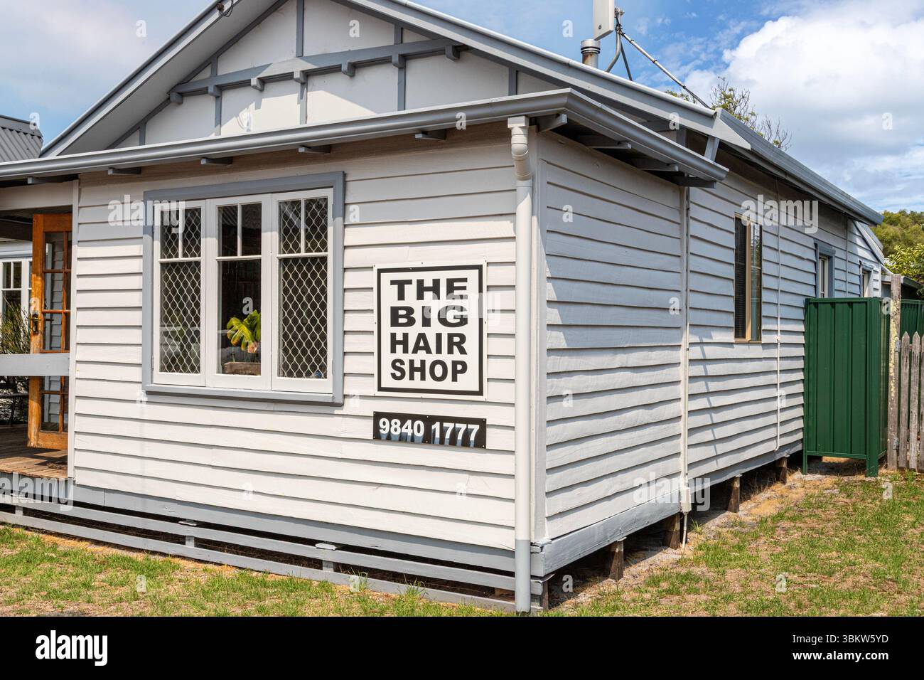 Il salone di parrucchiere unisex Big Hair Shop a Walpole, nella Contea di Danimarca, nella regione del grande Sud dell'Australia Occidentale, WA, Australia. Foto Stock