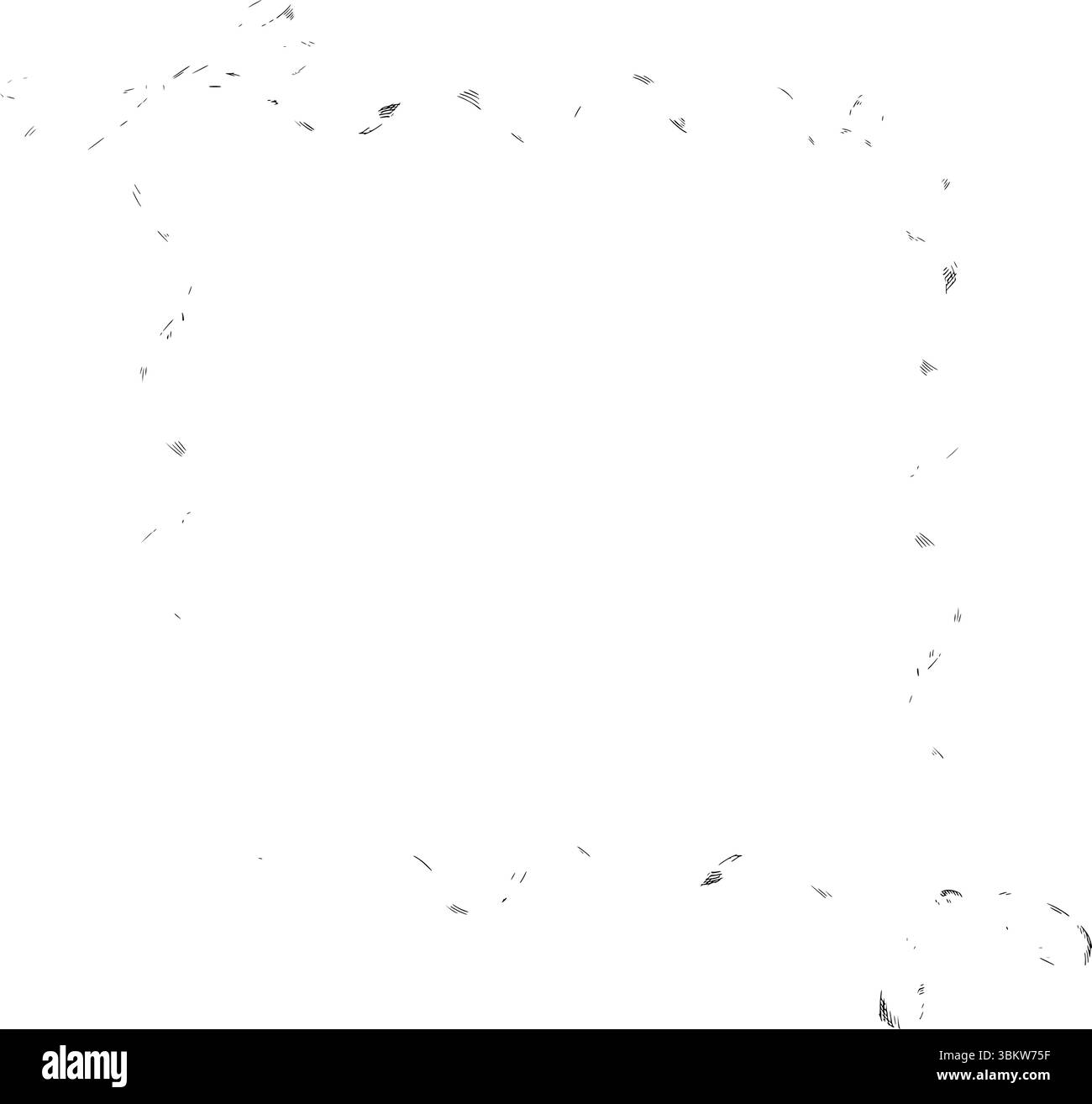 Illustrazione vettoriale del profilato a nastro quadrato con archi negli angoli. Disegno lineare disegnato a mano in bianco e nero per imballaggi o cartoleria. Modello per Baby shower o biglietti per matrimoni. Illustrazione Vettoriale