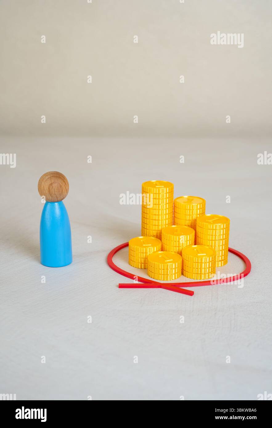I fondi sono separati dalla persona. Obiettivo finanziario. Raggiungere l'indipendenza finanziaria. Capitale. Congelamento dei beni. Sfide nella costruzione della ricchezza o. Foto Stock
